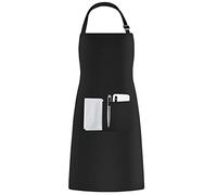 Shentian Grembiule da cucina nero, grembiule da barbecue, Grembiule da lavoro, cotone100%,Nero,70 x 85cm