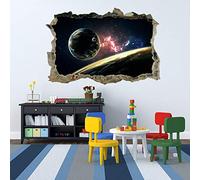 shenwu Stereoscopica 3D Wall Paste Broken Wall Star Universe Home Decorazione 45Cm X 60Cm A