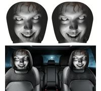 SHENYI Set di 2 copripoggiatesta per auto, elasticizzati, a tema terrore, per auto, SUV, camper, viaggi quotidiani al lavoro e viaggi su strada