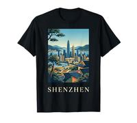 Shenzhen Cina Skyline Costiera Città Viaggi Design Maglietta
