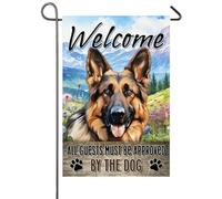 Shepherd German All Visitors Must Be Approved By The Dog Funny Bandiere Durevole Flag Robuste Bandiera Per Balcone Feste Interno 30X45Cm