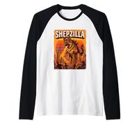Shepzilla Giant Pastore Tedesco Cane Mostro Film Parodia Maglia con Maniche Raglan