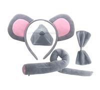 SHERCHPRY 1 Set Fascia D'orecchio Del Topo Banca Delle Orecchie Costume Da Topo Per Coda Di Topo Di Peluche Costume Con Orecchie Da Topo Falso Piccolo Topo Compleanno Tessuto Grigio