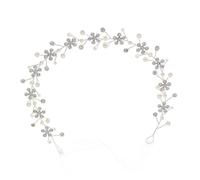 SHERCHPRY 1pezzi Cerchietto Elegante in Argento Design Floreale Unico Decorato Cristalli e Perline Accessorio per Capelli alla Moda e Pratico per Matrimoni Feste e Altre Occasioni Speciali