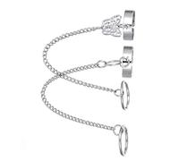 SHERCHPRY 2 Pezzi anello a farfalla strenne natale anello della catena da uomo anelli gotici da uomo catene ad anello anelli con catene Anelli estetici anelli punk lega Silver