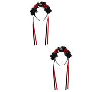 SHERCHPRY 2 pezzi Cerchietto Halloween Teschio con Fiori Copricapo Sposa per e Mascherata Accessorio Costume Day Of The Dead Resistente e Confortevole