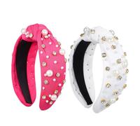 SHERCHPRY 2 Pezzi Fasce Per Il Lavaggio Del Viso Gruppo Musicale Fasce Per Lavorato a Maglia Carino Pizzo Halloween Lavorare a Maglia Nodo Fascia Da Donna Signore Perle D'imitazione