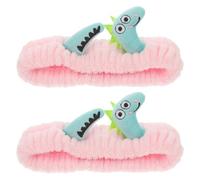 SHERCHPRY 2 Pezzi Fascia Capelli Donna Morbida Dinosauro Cartoon per Trucco e Spa Accessorio Cute per Lavaggio Viso e Feste
