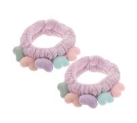 SHERCHPRY 2 Pezzi Fascia Per Fasce Per Fascia Spa Per Lavare Il Viso Elastici Per Le Donne Riccio Cuore Fasce Spa Per Lavare Il Viso Fascia Doccia Elastica Tessuto Viola
