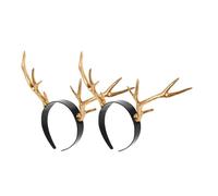 SHERCHPRY 2 Pezzi Fascia Testa Corna Dorata Cerchietto Corna Realistiche e Brillanti Accessorio Costume Natale e Halloween per Adulti e Decorazione Festa e Servizio Fotografico