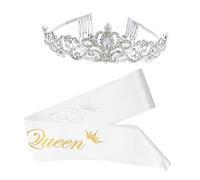 SHERCHPRY 2 Pezzi insieme della fascia Tiara per la sposa accessori per ospite di nozze ab Croona di testa per ragazze fascia della regina del ballo lega Silver