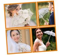 SHERCHPRY 2 pezzi Ombrelli Sposa Ricamato Parasol Vintage e Beige Accessori Fotografici per Matrimonio e Decorazioni Raffinate