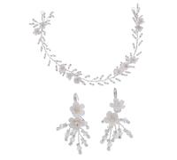 SHERCHPRY 2 Pezzi Orecchini Cerchietto Orecchini Floreali Per Donne Copricapo Sposa Per Matrimonio Cerchietto Sposa Accessori Per Donna Gioielli Floreali Copricapo Floreale Nastri