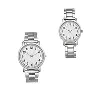 SHERCHPRY 2 Pezzi Orologio Di Coppia Orologi Coordinati Per Coppie o Da ia Al Quarzo Signore La Sua Coordinati Per Lui e Per Lei Da Ragazza Amanti Silver Bicchiere