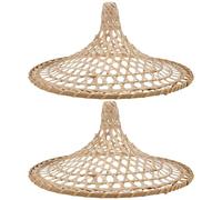 SHERCHPRY 2 Pz Paralume Cappello Raya Per Ragazze Cappello Largo Di Paglia Cappello Vietnamita Cappello Di Risaia Di Cappello Paralumi in Rattan Coprilampada Bambù Di Legno Decorare Da Donna