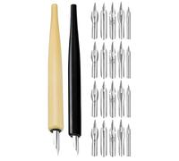 SHERCHPRY 2 Set Penne da Calligrafia Immersione con Pennini Intercambiabili Supporto in Legno Ergonomico per Disegno Manga Fumetti e Scrittura Artistica Kit Completo con Punte di Precisione