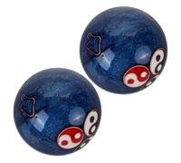 SHERCHPRY 2pezzi Palline Per Esercizi Manuali Palla Fengshui Smalto Resistente Suono Rilassante Motivi Vivaci Finitura Blu Portatile Uso Massaggi Manuale Rilassamento Muscolare Fitness