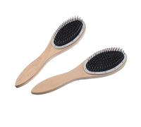 SHERCHPRY 2pezzi Spazzola Piatta per Capelli Setole in Filo di Acciaio Inossidabile Manico in Legno Pettine Districante per Capelli Bagnati o Asciutti per Donne Uomini e Ragazza