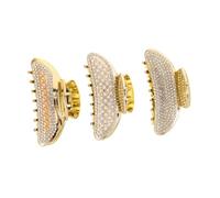 SHERCHPRY 3 Pezzi Clip per Capelli Grandi con Strass e Pinza Artiglio in Plastica Antiscivolo Oro Fermaglio Jumbo per Capelli Spessi e Lunghi Accessori Eleganti per Donne e Ragazze
