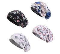 SHERCHPRY 4 Pezzi cappello stampato in cotone le donne dormono berretto per berretto di cotone shower cap tappi dormire cappello per i del sonno copricapo da donna che dorme