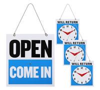 SHERCHPRY 4 Pezzi Cartello per Porta Aperto e Chiuso in Plastica con Orologio Regolabile per Negozi e Bar in Ambiente Commerciale Segnaletica Versatile