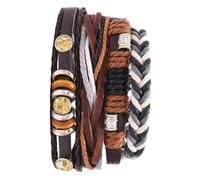 SHERCHPRY 4 pezzi in Pelle Intrecciata Vintage Multi- e Unisex Polsiera Traspirante e Morbida Accessorio Quotidiano e Regalo per Amanti e Studenti