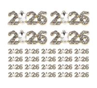 SHERCHPRY 40 Pezzi 40 Pezzi Ciondoli Numeri di Strass Dorati per Nail Art 2026, Decorazioni Flatback per Unghie Strass Scintillanti, Accessori Manicure per Eventi e Uso Quotidiano