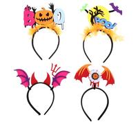 SHERCHPRY 4pezzi Cerchietto Halloween Decorazioni a Forma di Pipistrello e Zucca Fascia per Capelli Fluorescente da Buio Copricapo Gotico per Feste di Notte Accessori per Costumi di Festa