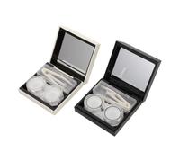 SHERCHPRY 4pezzi Contenitore per Lenti Contatto Finestra Trasparente Doppio Scomparto Anti-perdita e Specchio Incorporato per Viaggi e Uso Quotidiano