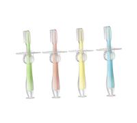 SHERCHPRY 4pezzi Spazzolino Denti in Silicone Per Ragazzo Ragazza Ventosa Setole Morbide Sicuro Masticare Per Educazione Dentale Dei Piccoli