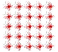 SHERCHPRY 50 Pezzi Farfalle Decorative Rosse 3D per Artigianato, Ornamenti | Metallo e Silk Screen, Gemme Incluse, per Bouquet e Progetto Diy, Leggere e Cucibili su Abito, Borsa o Cappello