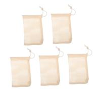 SHERCHPRY 5pezzi Sacchetto Sapone Esfoliante in Rete Sacchetto Sapone Coulisse Rete Per Beige Adatto Per Bagno e Doccia Naturale Sisal Borsa Per