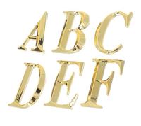 SHERCHPRY 6 Pezzi Adesivo per Lettera di Indirizzo, Lettere per Cassetta Postale, Alfabeto Autoadesivo da Porta e Numero Civico 3d, Abs e Resina, Oro, per Garage e Ktv