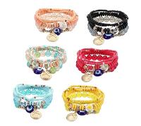 SHERCHPRY 6 Set braccialetto bohémien tallone catene braccialetti intrecciati mano catena women evil eye bracelet braccialetti per gli occhi braccialetto intrecciato