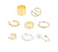 SHERCHPRY 8 Pezzi Set Di Anelli Del Naso a Clip Orecchio Ragazze Signore Di Moda Polsino Elastico Donna Donne Regolabili Minimalista Orecchini Di Cuffia Golden Lega