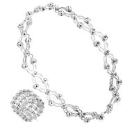 SHERCHPRY Anello Elastico Da Dito e Braccialetto 2 in 1 in Rame Placcato Argento Con Pietre Decorative, Design Retrattile Versatile Per Donna, Gioielli Per Le Dita Adatti a Feste e Uso Quotidiano