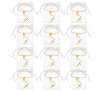 SHERCHPRY Braccialetti Comunione 12 Set con Croce e Perle Bianche in Lega e Mesh per Benedizioni e Spiritualità per Feste e Occasioni Speciali