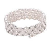 SHERCHPRY Braccialetto Elastico di Perle da Donna, Gioielli Bracciale a Quattro File, Accessorio da Sposa Elegante per Feste e Cerimonie