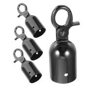 SHERCHPRY Cappucci Terminali per Estremità Fune 28Mm in Metallo Lucido Nero Ganci a Scatto Riutilizzabili per Cordoni di Protezione Accessori per Montanti in Eventi e Controllo Folla