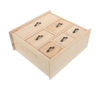 SHERCHPRY Cassettiera Portaoggetti in Legno Naturale con 6 Cassetti Mini Organizer da Scrivania per Cancelleria e Documenti Mobiletto Compatto per Ufficio e Studio