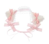 SHERCHPRY Cerchietto Orecchie Gatto Rosa con Pizzo Lolita Accessorio Cosplay per Feste Compleanni e Tea Party Fascia Elegante per Costume Kawaii