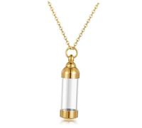 SHERCHPRY Collana Chic Ciondolo Bottiglia Di Profumo in Acciaio e Vetro, Custodia Trasparente Apribile Per Ceneri, Collana Commemorativa Leggera Unisex Coperchio 40,5mm x 12mm Per Uso Quotidiano
