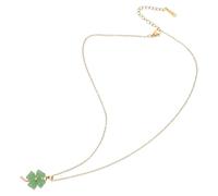 SHERCHPRY Collana Portafortuna Donna con Ciondolo Fiora in Acciaio Inox Perline a Forma di Foglia Catena Regolabile per Clavicola Gioiello in Avventurina per San Patrizio e Uso