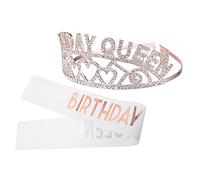 SHERCHPRY decorazione della di compleanno Banca per ragazze telai per nera con le ragazze fusciacca fascia Fornitura del partito tiara della delle ragazze lega D'oro