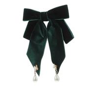 SHERCHPRY Elegant Velvet Bow Tie Brooch for Women Retro Ribbon Pin Jewelry for Formal Events Parties and Casual Wear Unique Silk Design Deep