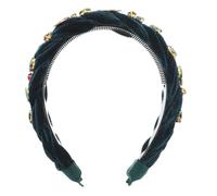 SHERCHPRY Fascia natalizia Inverno fasce per annodate con strass Largo adulti decorazione tiara della principessa orecchie di leopardo delle nevi arco tessuto Green