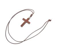 SHERCHPRY Legno Intrecciata a Mano Collana Ciondolo Croce di e Pace, Corda di Cera, Lunga Versatile per Uomini e Donne, per Pasqua