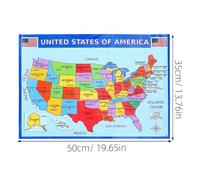 SHERCHPRY Mappa degli Stati Uniti per Set da 3 Poster Murali Plastificati, Mappa Educativa Dettagliata Etichette degli Stati e Città, Decorazione per Aula, Camera e Ufficio, Stampa a Colori