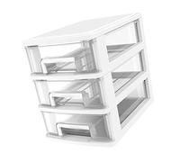 SHERCHPRY Mobiletto Portaoggetti a Cassetti in Plastica Trasparente Bianco, Organizer Da Scrivania Multifunzionale a 3 Strati, Contenitore Portatile Per Ufficio, Studio e Casa