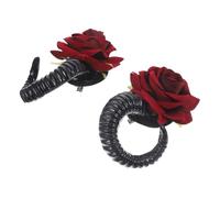 SHERCHPRY Mollette per Chioma a Forma di Corna del Diavolo e Rosa, Leggere e Decorate, Accessori Lolita Gothic per Donne, per Halloween, Feste a Tema e Cosplay